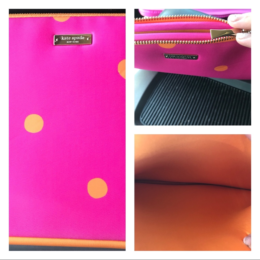 Kate Spade Laptop Case Pink with Orange Polka Dots